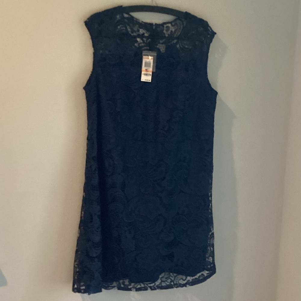 New Elegant Navy Lace overlay design Dress .  Size 24w